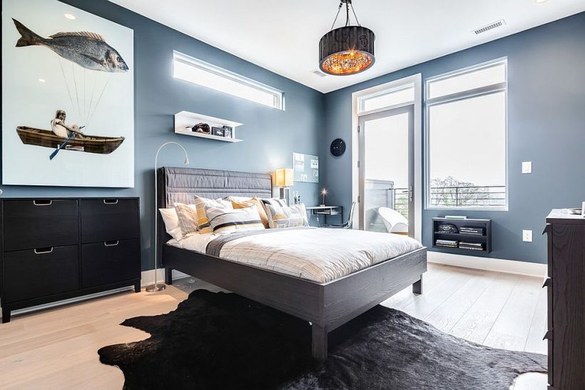 مشرق وعصري: 15 رائع رمادي وأفكار لغرف النوم الزرقاء