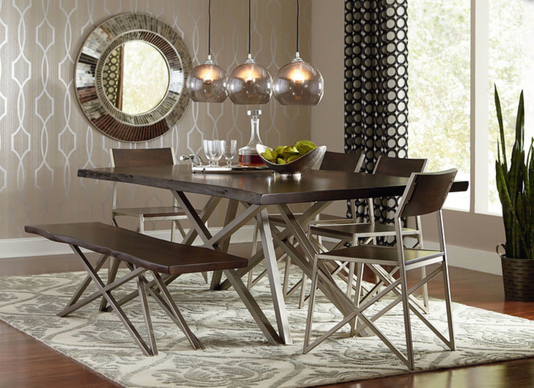 metallic-wallpaper-dining-room