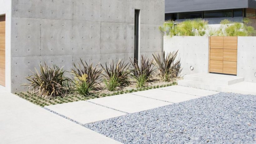 Ultra-moderne betong Paver Walkway ligger i Dekorative Stone